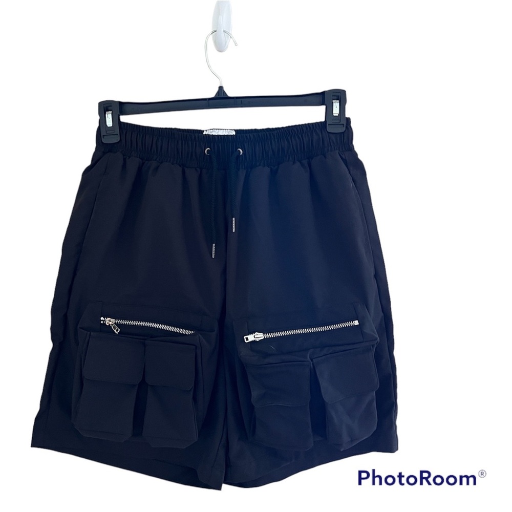 ◼️XANFOOL: Men’s size M, black tactical shorts w/pockets & stretchy waistband◼️